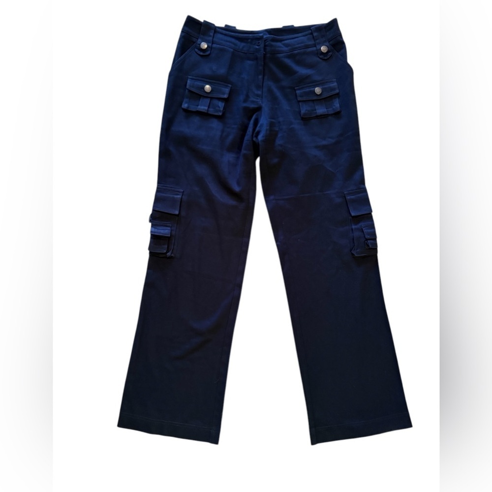 Jessie Della Femina cargo pants✨black 8 pockets zipper cott spandex straight